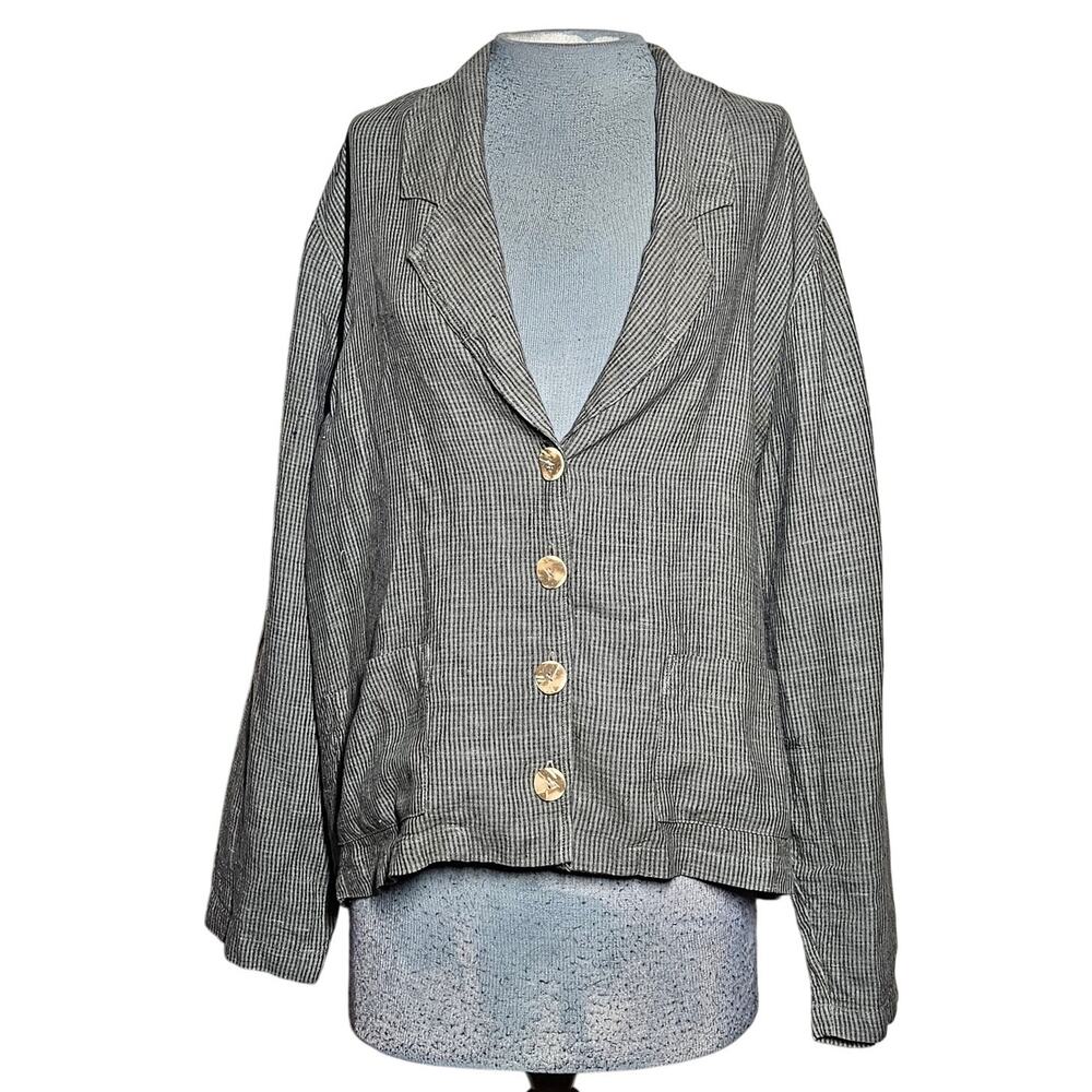 Willow Linen Minimalist Casual Button Blouse Size Large